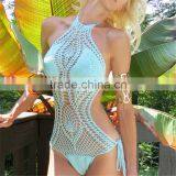 B40282A Women sexy one piece hand knitting tight swimwear