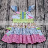 2017 Flutter Sleeve Patchwork Summer Dresses Baby Girls Dress Designs thumbnail-6