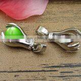 Popular 10mm Green Gemstones Metal Hand Pendants Charms thumbnail-1
