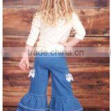 Custom Boutique Denim Ruffle Pants Jeans New thumbnail-2