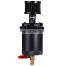 Oil Catch Can Tank 2-Port Baffled Reservoir With Drain Valve Breather Universal thumbnail-1