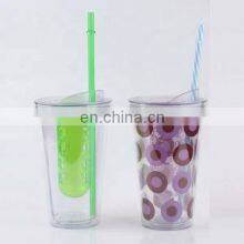 Cute Plastic Fruit Cup With Lid and Straw thumbnail-5