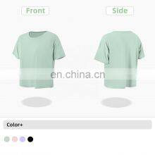 High Quality Custom Short T Shirt Women ECO Friendly Super Soft Cropped Sport Loose T Shirt thumbnail-5