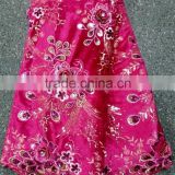 T238-1 fushia high quality 100% african velvet lace fabric