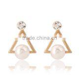 Fashion Crystal Jewelry Triangle Pearl Gold Earrings Designs for Girls thumbnail-2