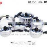 Bakelite Handle 18/8 Stainless Steel Cookware Set