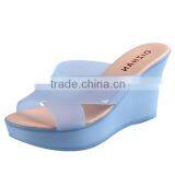 Wholesale Jelly Shoes Candy Color Glass Slipper Wedge Heel Slippers thumbnail-6