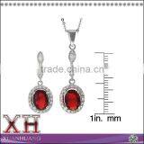 Brightly Dangle Necklace Earrings Oval Zircon Jewelry Set Silver Zircon Sets thumbnail-3