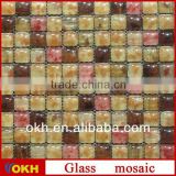 Yellow gold foil glass mosaic tile