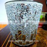 Silver Mosaic Cracked Glass Vase