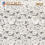 Best quality Nylon/Cotton White Flower Lace Knitted Fabric T8122