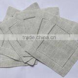 Hemstitch Linen Cocktail Napkins Natural thumbnail-1