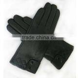 Black Rugged Patent Leather Gloves for Girls