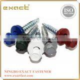 Colored hex painted head self drilling screws with rubber washer roofing screw with washer rubber