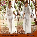 380042 2015 White Lace Sheer Plus Size Beach Kaftan Beach Dress                        
                                                Quality Choice