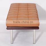 China Furniture Stores Factory Modern Leather Back Wooden Barcelona Bench