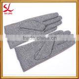 Fashion Dresses Ladies Leather Knit Blend Glove Grey With Metal Button thumbnail-3