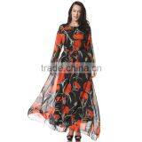 2016 New Spring Couture High-end Big Long Sleeved Printed Chiffon Dress thumbnail-2
