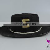 Black cowboy hat formal hat with letter