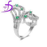 Wholesale 925 Italian Silver Ring Emerald Ring With Cubic Zirconia Ring thumbnail-1