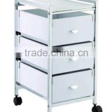 3 MDF white drawer storage organizer rolling trolley cart