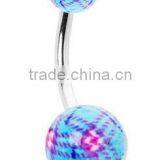 Light Blue Plaid Belly Button Navel Ring,belly Ring,316L Jewelry,body Jewelry