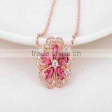 Authentic Austrian Red Flower Crystal Necklace NEW ITEM thumbnail-2