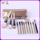 12pcs Real Hair and Nylon Hair Wooden Handle Travel Cosmetic Brush Set with Case