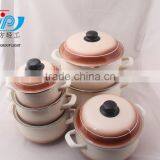 6 Pcs High Casserole Straight Shape W/Hollow Handle & Metal Cover Decor thumbnail-4