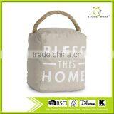 Store More Bless This Home Monogrammed Canvas Door Stopper With Rope thumbnail-1