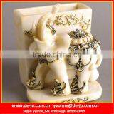 Pen Holder White Jade Elephant Resin thumbnail-1