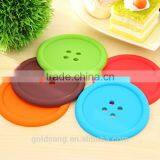 100% Food Grade Hot Sale Durable Heat Resistant Button Shaped Silicone Cup Mat thumbnail-1