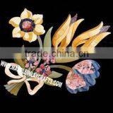 Black Marble Inlay Wall Panel Pietra Dura Marble Inlaid Plaque thumbnail-1