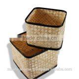 Set of 2 Bamboo Storage Basket With Black Border thumbnail-1