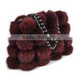 CX-H-11 Latest Fashion Handbag Real Rabbit Fur Hand Bag With Leather Trim thumbnail-1