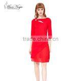 Maxnegio Lady's Red Designer One Peice Party Online Shopping Office Dress thumbnail-1