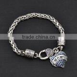 2016 Twist Chain Bracelet Custom MOM Heart Charm Bracelet Fashion Style Clasp Bracelet for Mother's Day thumbnail-3