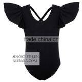 Girls' Dance Gymnastic Leotards Solid Color Ruffle Kids Flutter Sleeve Leotard thumbnail-4