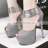 Zm50268b Fashion Waterproof Shoes Ladies High Heels 8cm High Heel Suede Women Sandal thumbnail-4