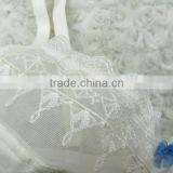 New Design Young Ladies White Embroidered Blue Bow Bra and Panty Set thumbnail-4