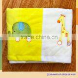 Plain Animal Embroidered Double Color Block Baby Soft Thick Fleece Blanket