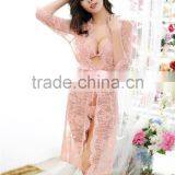 Foreign Trade Lingerie High-end European and American Big Sexy Lace of the Dress Code Black Pajamas Containing Three Eyelash Sui thumbnail-3