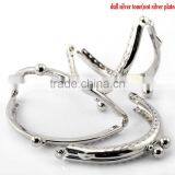 2Pc Silver Tone Bead Purse Bag Metal Frame Kiss Clasp Lock Handle 8.5x6cm(3 3/8"x2 3/8"),Newest thumbnail-1