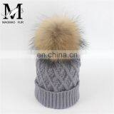 Best-selling Unisex Wholesale Striped Real Fur Pompom Baby Beanie Hat thumbnail-6