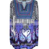 Stock Exotic Embroidery Long Sleeve Blouse Ethnic Paisley Printed Women Top thumbnail-4