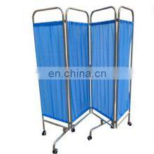 High Quality Portable 4 Folding Stainless Steel Frame 3-part Waterproof Movable Hospital Medical Ward Screen thumbnail-3