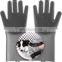 Pet Hair Removal Gloves Magic Silicone Scrubber Cleaning Gloves Pet Grooming Gloves For Fruit Vegetable Dogs Cats thumbnail-1
