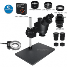 Black Simul-focal 7-45X Trinocular Stereo Zoom Microscope With Aluminum Alloy Base Pad thumbnail-3