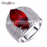 Dongguan Factory Direct Cocktail Jewelry Color Stone Zircon Red Blue Green Ring