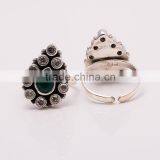 EMERALD TOE RING ,925 Sterling Silver Jewelry Wholesale,WHOLESALE SILVER JEWELRY,SILVER EXPORTER,SILVER JEWELRY FROM INDIA thumbnail-1
